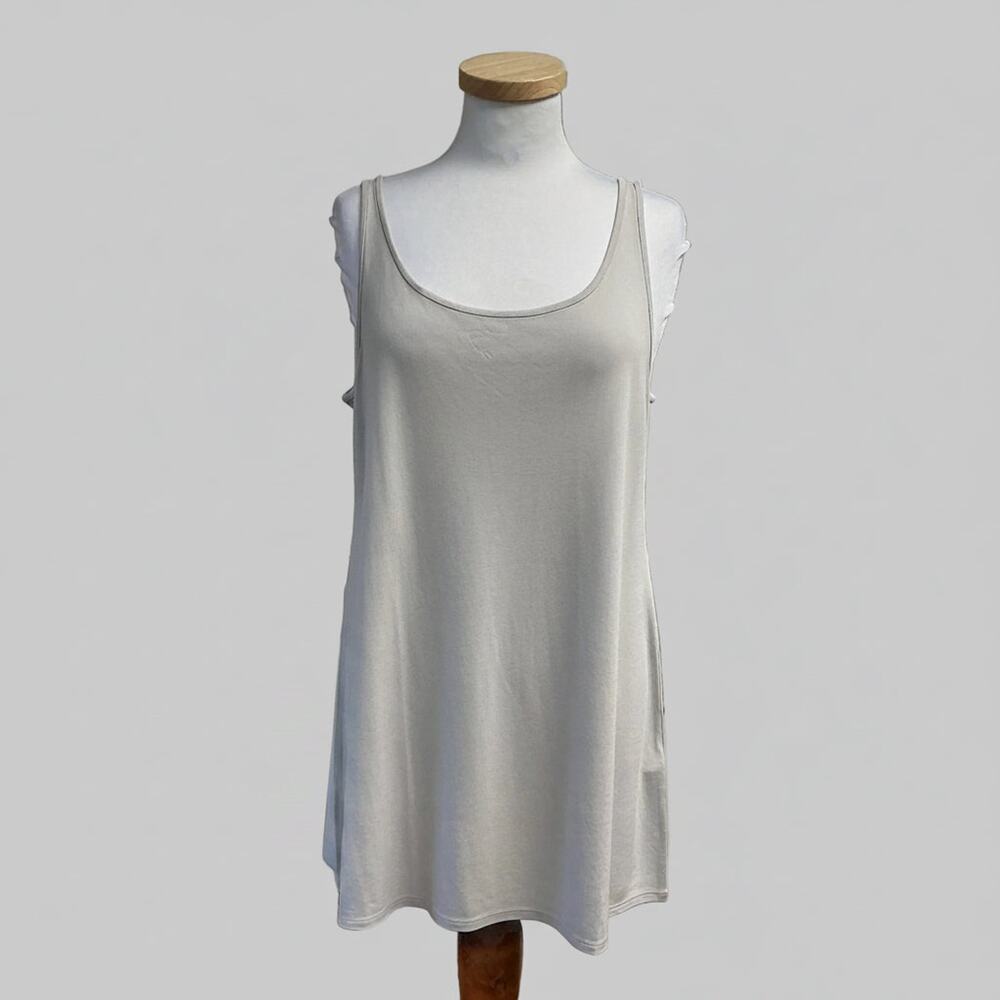 Eileen Fisher silver stretch silk jersey tank, size M, NEW WITH TAGS!